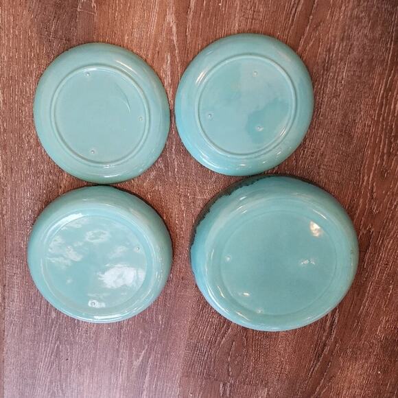Jaska of California Cascade Ware Blue with Brown Drip Vintage 2 bowls 2 plates - Picture 4 of 13